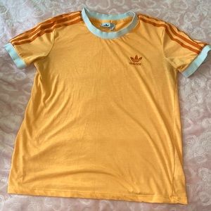 Orange and white adidas shirt